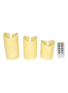 Generic 3-Piece Electric Candle With Remote Control Set Yellow