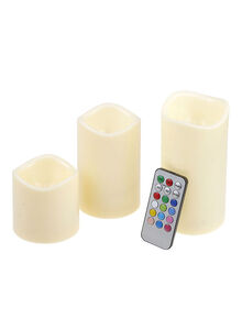 Generic 3-Piece LED Candle With Remote Control Light Yellow