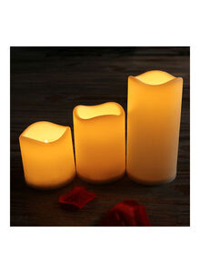 Generic 3-Piece Electric Candle With Remote Control Yellow 285g