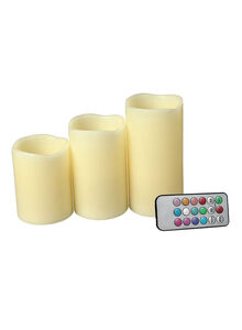 Generic 3-Piece Scented LED Candle With Remote Control Yellow