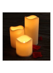 Generic 3-Piece Scented LED Candle With Remote Control Yellow