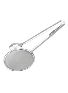 Generic Mesh Spoon Fried Food Oil Strainer With Clip Silver 28.00 x 10.00 x 1.00centimeter