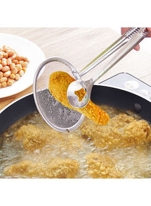 Generic Mesh Spoon Fried Food Oil Strainer With Clip Silver 28.00 x 10.00 x 1.00centimeter