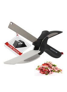 CYTHERIA 2 In 1 Food Chopper Kitchen Scissors Smart Cutter With Cutting Board Multicolour