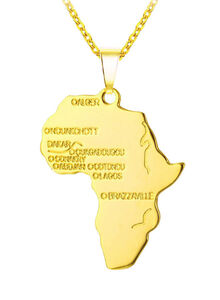 CJ 18 Karat Gold Plated Africa Map Pendant With Necklaces