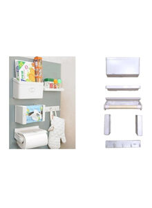 Generic 5-In-1 Magnetic Combination Storage Rack Set White 26x103x93centimeter