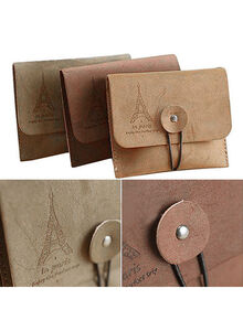 Generic Women's Men's Vintage Eiffel Tower Coin Purse Small Fold Key Pouch Wallet Bag Tan