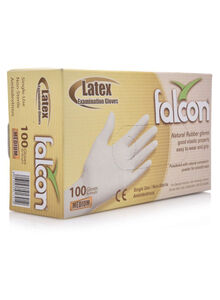 falcon 100-Piece Natural Gloves Set White Medium