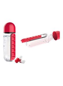 Generic Water Bottle With Pill Organizer Red/Clear