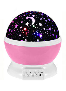 Generic Star And Moon Rotating Projector Night Lamp Black/White/Pink 13x13x14.5centimeter