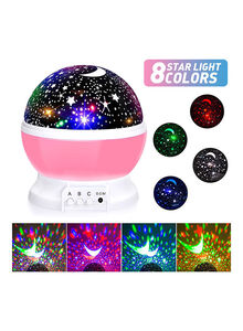 Generic Star And Moon Rotating Projector Night Lamp Black/White/Pink 13x13x14.5centimeter