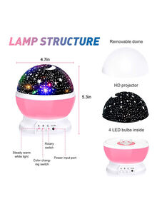 Generic Star And Moon Rotating Projector Night Lamp Black/White/Pink 13x13x14.5centimeter