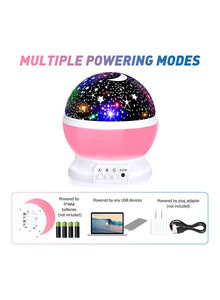 Generic Star And Moon Rotating Projector Night Lamp Black/White/Pink 13x13x14.5centimeter