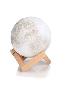 Generic 3D Moon Lamp With Stand White/Beige