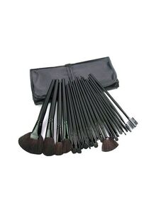 Generic 24-Piece Makeup Eyebrow Shadow Brush Set With Pouch Black
