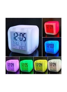 Generic Thermometer Night Glowing Cube 7 Colors Digital Alarm Clock White