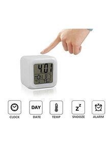 Generic 7 Colors Led Changing Digital Alarm Clock White