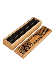 boscage Wooden Incense Stick Burner Case Storage Box Brown 23.8 x 5.8 x 4.5centimeter