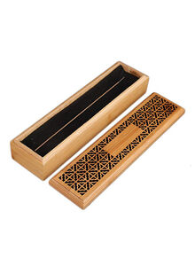 boscage Wooden Incense Stick Burner Case Storage Box Brown 23.8 x 5.8 x 4.5centimeter