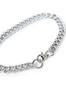Shining Jewel Silver Plated Figaro Bracelet