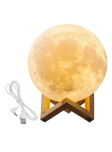 Beauenty 3D USB LED Moon Lamp With Stand And Cable Beige/Brown 17cm