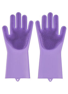 Generic Magic Dish Washing Gloves Purple 13 x 5inch