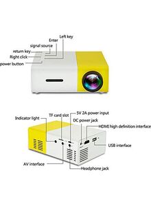 DZFL Mini Portable LED Projector YG300 White/Yellow/black