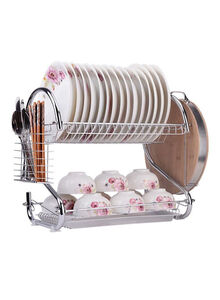 Generic Dish Drying Rack Silver/Beige 42 x 24 x 38centimeter