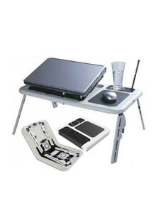 Generic Adjustable Laptop Desk With Cooling Fan White/Black
