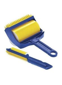 Sticky Buddy 2-Piece Lint Remover Cleaning Roller Brush Set Yellow/Blue