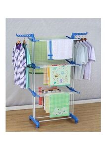 Generic Household Clothes Drying Rack White/Blue