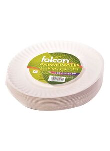 falcon 100-Piece Disposable Plate Set White