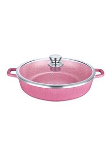 DESSINI Versatile Efficient Non-stick Stay Cool Handled Granite Flat Cooking Pot Pink/Clear/Silver 40cm