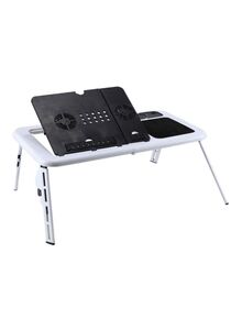 Generic Adjustable Laptop Desk With Cooling Fan White/Black
