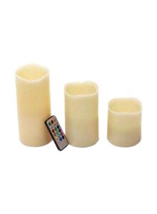 Generic 3-Piece LED Flameless Candle With Remote Set Beige