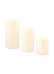 Generic 3-Piece Led Block Candle Set White 17x9x24centimeter