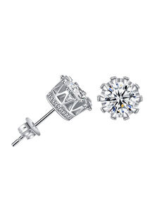 Generic Silver Crown Shape Stud Earrings