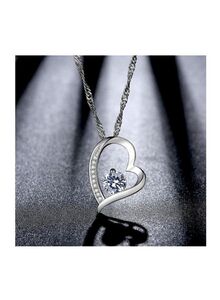 Generic Alloy Rhinestone Studded Heart Shaped Necklace
