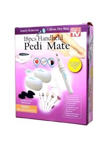 Pedi Mate 18-Piece Handheld Electric Pedicure Set White/Blue/Pink