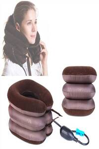 Generic Cervical Neck Traction Inflatable Pillow Combination Brown One Size