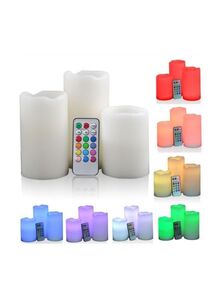 Generic 3-Piece Colour Changing Candles with Remote Control Multicolour
