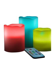 Generic 3-Piece Colour Changing Candles with Remote Control Multicolour