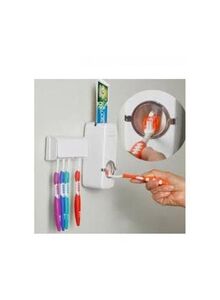 Generic Toothbrush Holder With Toothpaste Dispenser white