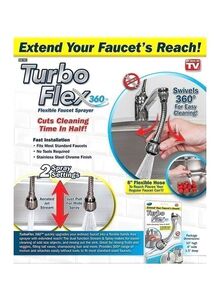 AS SEEN ON TV Turbo Flex 360 Flexible Faucet Sprayer Silver 6inch