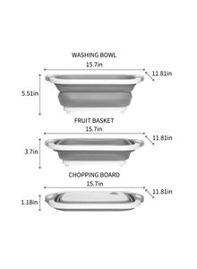 Generic Multi Functional Cutting Board And Folding Basket Grey/White 40x30x14centimeter