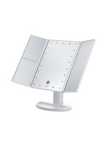Generic Tri-Folded Vanity Table Makeup Mirror With 21 LED Lights White 0.963kg