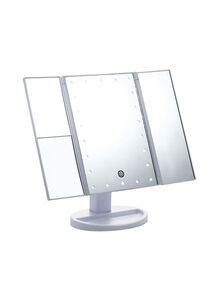 Generic Tri-Folded Vanity Table Makeup Mirror With 21 LED Lights White 0.963kg