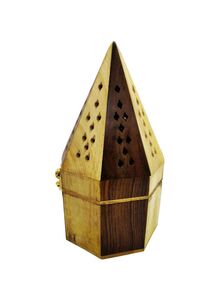 Generic Wooden Classic Pyramid Style Burner Yellow/Brown 18x10.5centimeter