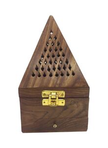 Generic Pyramid Shape Incense Burner Holder Brown 15x9centimeter