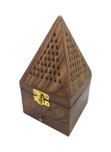 Generic Pyramid Shape Incense Burner Holder Brown 15x9centimeter